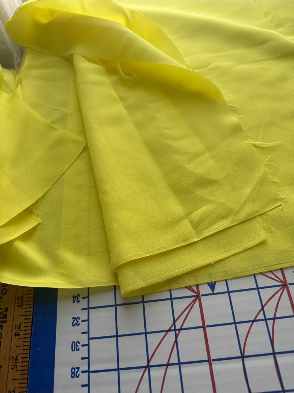 Vintage Lemon Yellow Formal Dress Fabric 4 Yards x 42 Polyester Crepe Evening